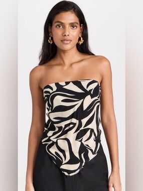 Enza Costa Black & Cream Zebra Print Strapless Bandana Top